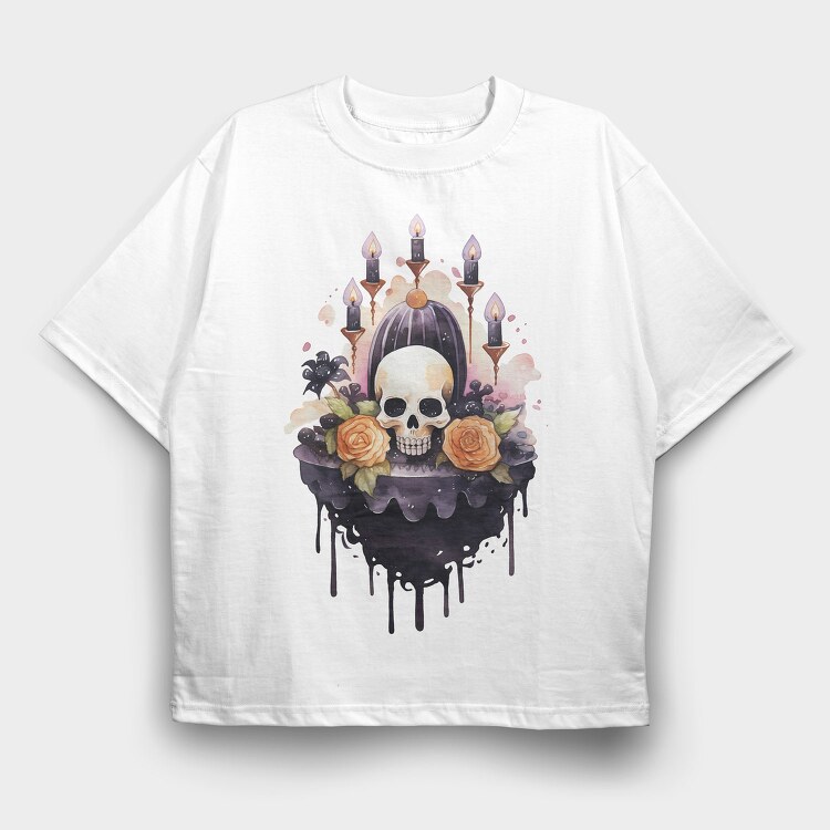 Skull Roses Candles, Tricou Oversize Barbati (Unisex)