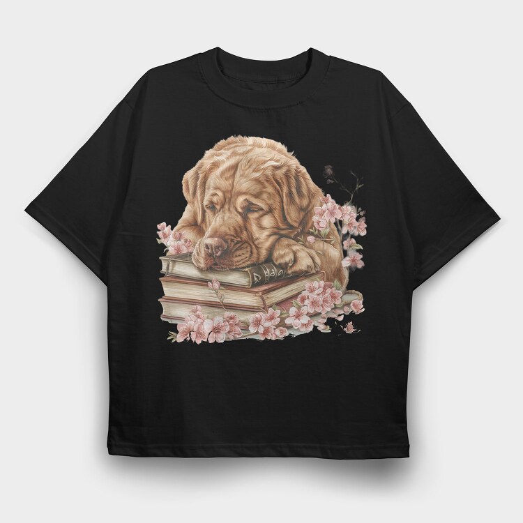 Sleeping Dog Books Flowers, Tricou Oversize Barbati (Unisex)