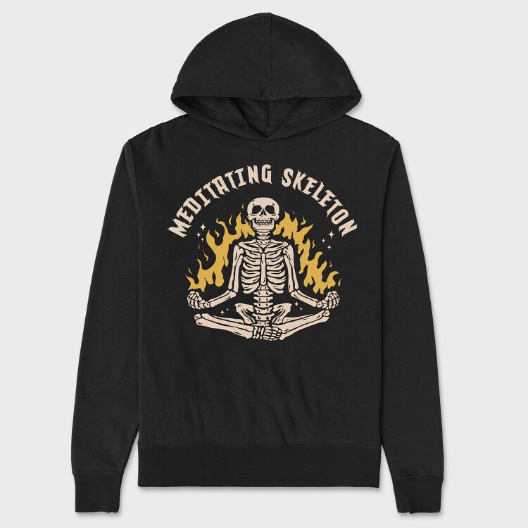 Cool Meditating Skeleton Skelleton, Hanorac Oversize Barbati (Unisex)