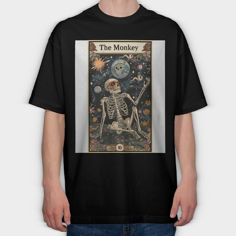 Skeleton Monkey Tarot, Tricou Oversize Barbati (Unisex)
