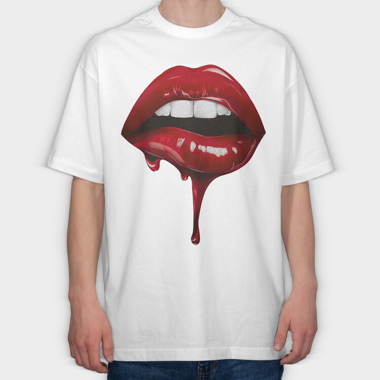 Sexy Lips Blood, Tricou Oversize Barbati (Unisex)