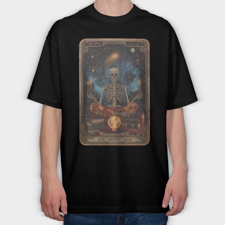 Skeleton Mystic Seer, Tricou Oversize Barbati (Unisex)