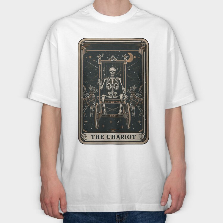 Skeleton Chariot Card, Tricou Oversize Barbati (Unisex)