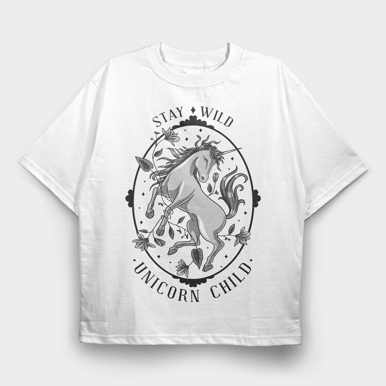 Cool Wild Unicorn 01, Tricou Oversize Barbati (Unisex)