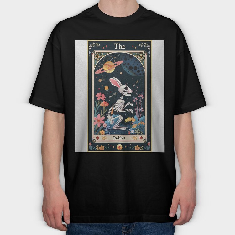 Skeleton Rabbit Flower, Tricou Oversize Barbati (Unisex)