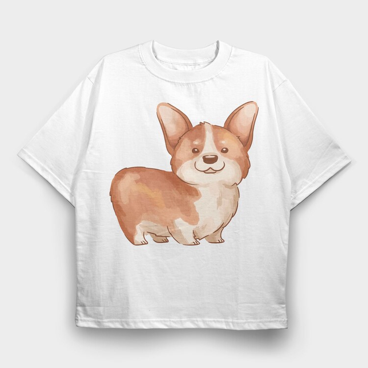 Corgi Cutie, Tricou Oversize Barbati (Unisex)