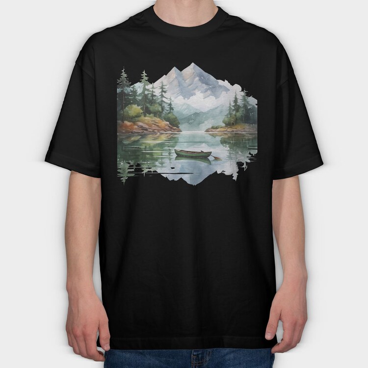 Serene Peaks Reflection, Tricou Oversize Barbati (Unisex)