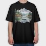Serene Peaks Reflection, Tricou Oversize Barbati (Unisex)