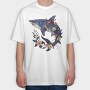Shark Floral Night, Tricou Oversize Barbati (Unisex)