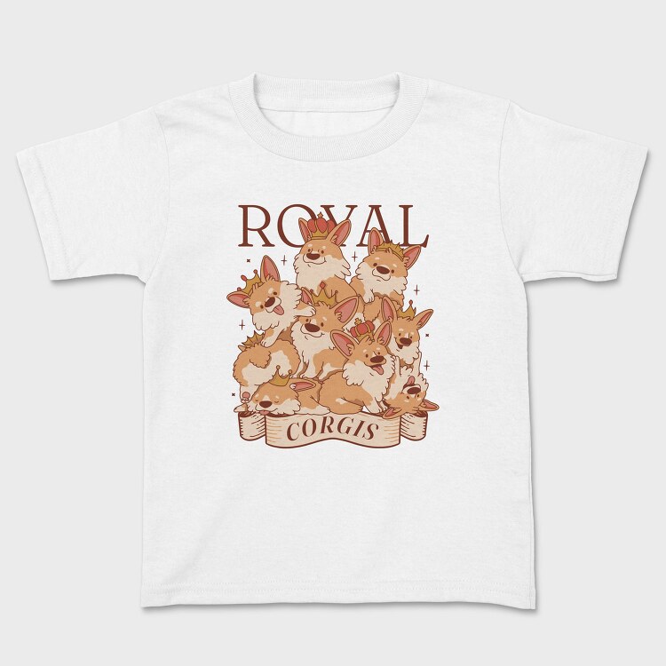 Corgi Dogs With Crowns Royal, Tricou Copii