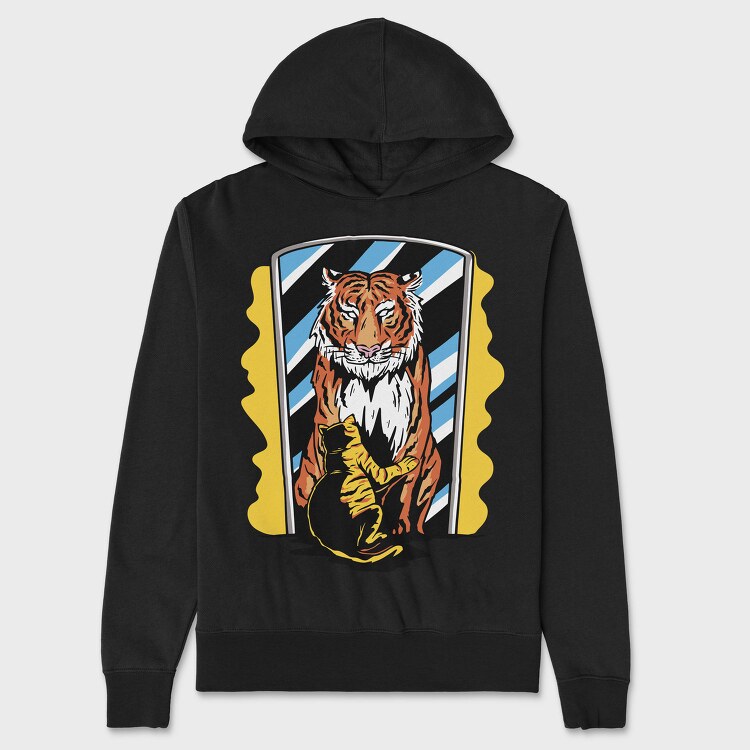 Tiger Cat Embrace, Hanorac Oversize Barbati (Unisex)