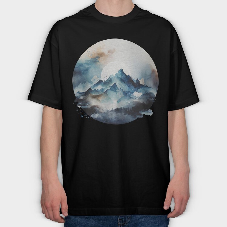 Serenity Mountain Circle, Tricou Oversize Barbati (Unisex)