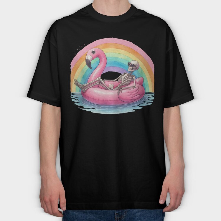 Skeleton Floaty Rainbow, Tricou Oversize Barbati (Unisex)