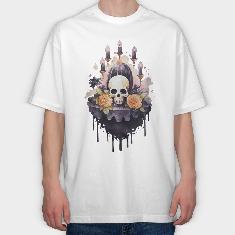 Skull Roses Candles, Tricou Oversize Barbati (Unisex)