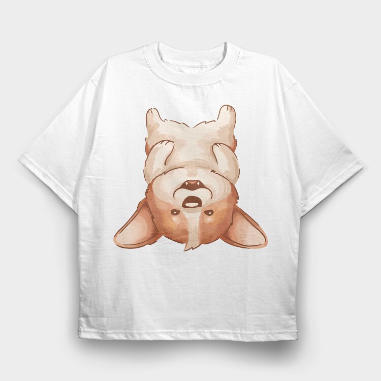 Corgi Howl, Tricou Oversize Barbati (Unisex)