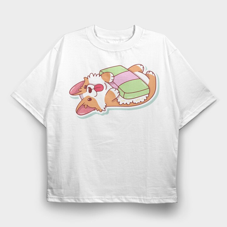 Corgi Nap Time, Tricou Oversize Barbati (Unisex)