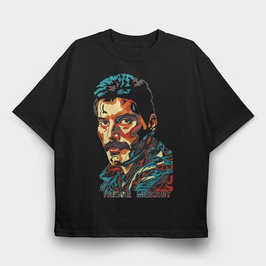 FREDDIE MERCURy Face Art, Tricou Oversize Barbati (Unisex)