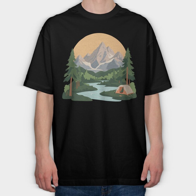 Nature Skylined, Tricou Oversize Barbati (Unisex)