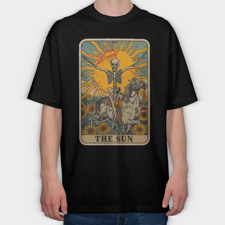 Skeleton Sun Horse, Tricou Oversize Barbati (Unisex)