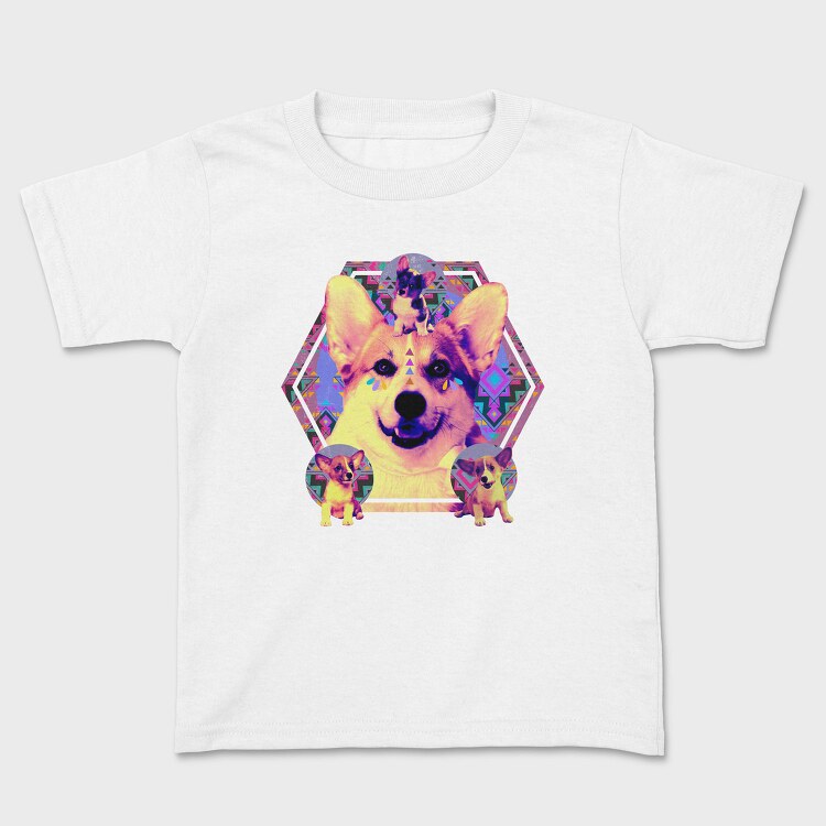 Corgi Psychedelic Collage, Tricou Copii