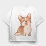 Corgi Smile, Tricou Oversize Barbati (Unisex)