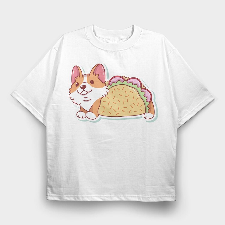 Corgi Taco Feast, Tricou Oversize Barbati (Unisex)