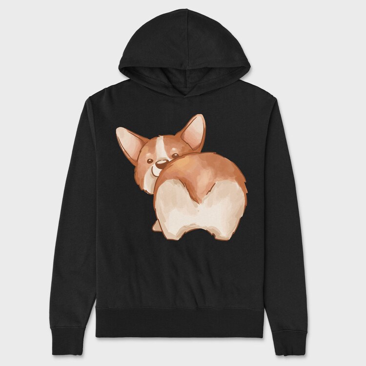Corgi Tail Wag, Hanorac Oversize Barbati (Unisex)