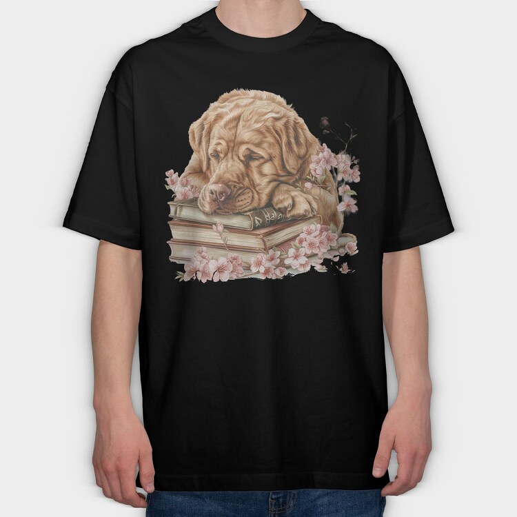 Sleeping Dog Books Flowers, Tricou Oversize Barbati (Unisex)