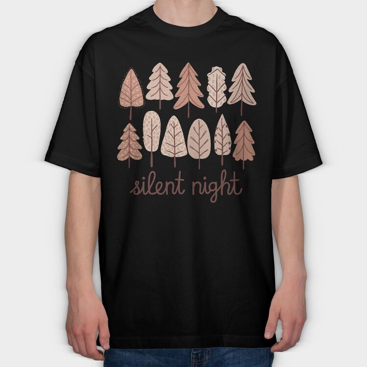 Silent Night Trees, Tricou Oversize Barbati (Unisex)