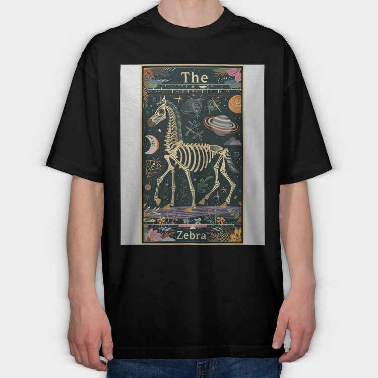Skeleton Zebra Space, Tricou Oversize Barbati (Unisex)