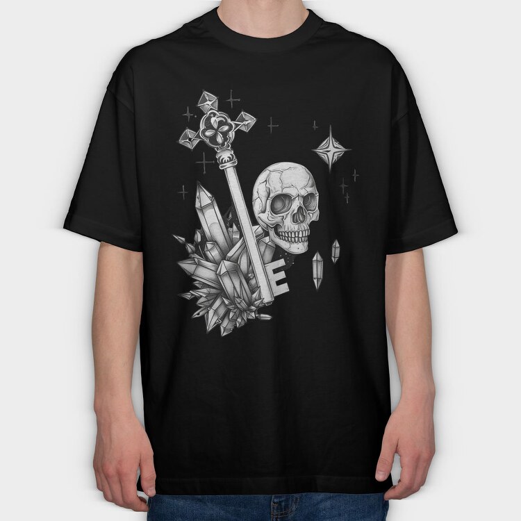 Skull Crystals Cross, Tricou Oversize Barbati (Unisex)