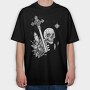 Skull Crystals Cross, Tricou Oversize Barbati (Unisex)