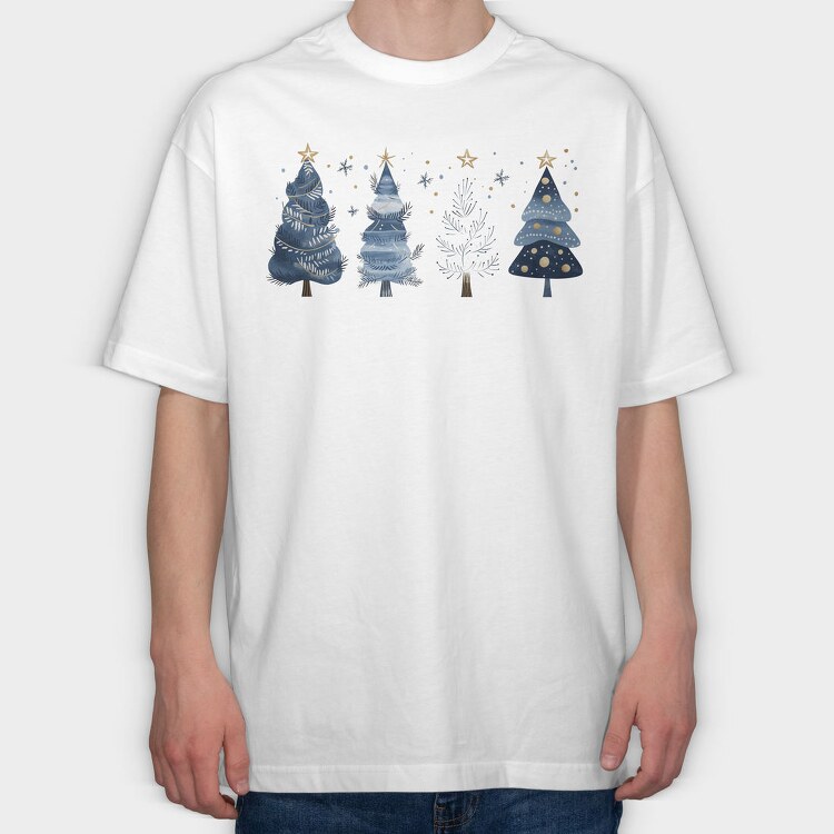 Serenity Trees Navy, Tricou Oversize Barbati (Unisex)
