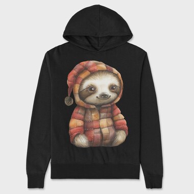 Sloth Christmas Patchwork, Hanorac Oversize Barbati (Unisex)