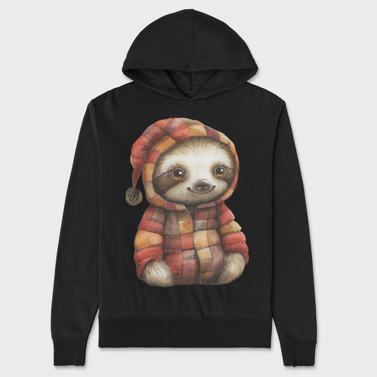 Sloth Christmas Patchwork, Hanorac Oversize Barbati (Unisex)