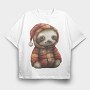 Sloth Christmas Patchwork, Tricou Oversize Barbati (Unisex)