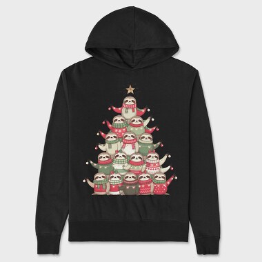Sloths Christmas Tree, Hanorac Oversize Barbati (Unisex)