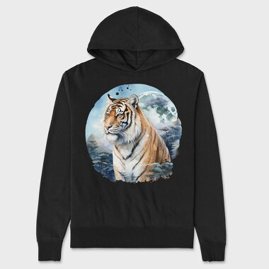 Snow Tiger Moon, Hanorac Oversize Barbati (Unisex)