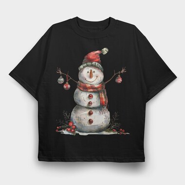 Snowman Christmas Balls, Tricou Oversize Barbati (Unisex)