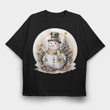 Snowman Christmas Circle, Tricou Oversize Barbati (Unisex)