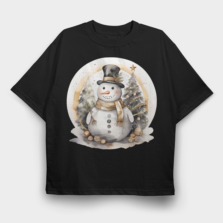 Snowman Christmas Circle, Tricou Oversize Barbati (Unisex)