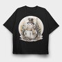 Snowman Christmas Circle, Tricou Oversize Barbati (Unisex)
