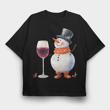 Snowman Christmas Drink, Tricou Oversize Barbati (Unisex)