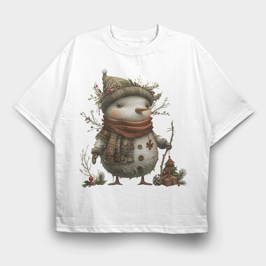 Snowman Christmas Garden, Tricou Oversize Barbati (Unisex)
