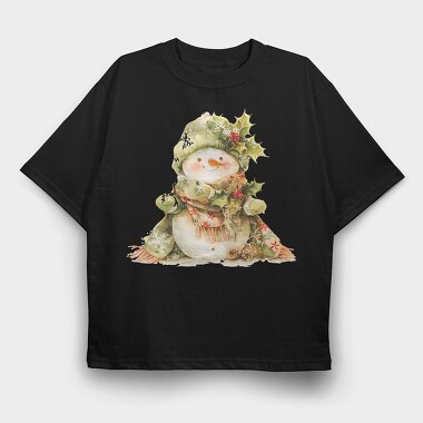 Snowman Christmas Holly, Tricou Oversize Barbati (Unisex)