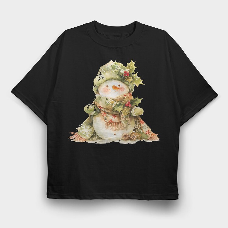 Snowman Christmas Holly, Tricou Oversize Barbati (Unisex)