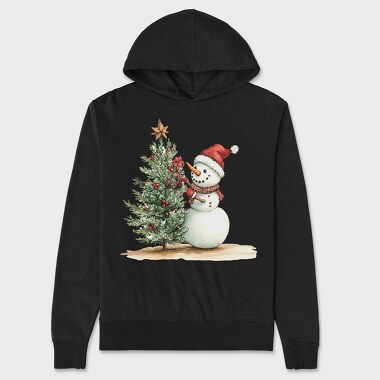 Snowman Christmas Tree, Hanorac Oversize Barbati (Unisex)