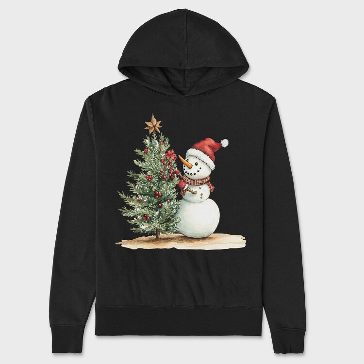 Snowman Christmas Tree, Hanorac Oversize Barbati (Unisex)