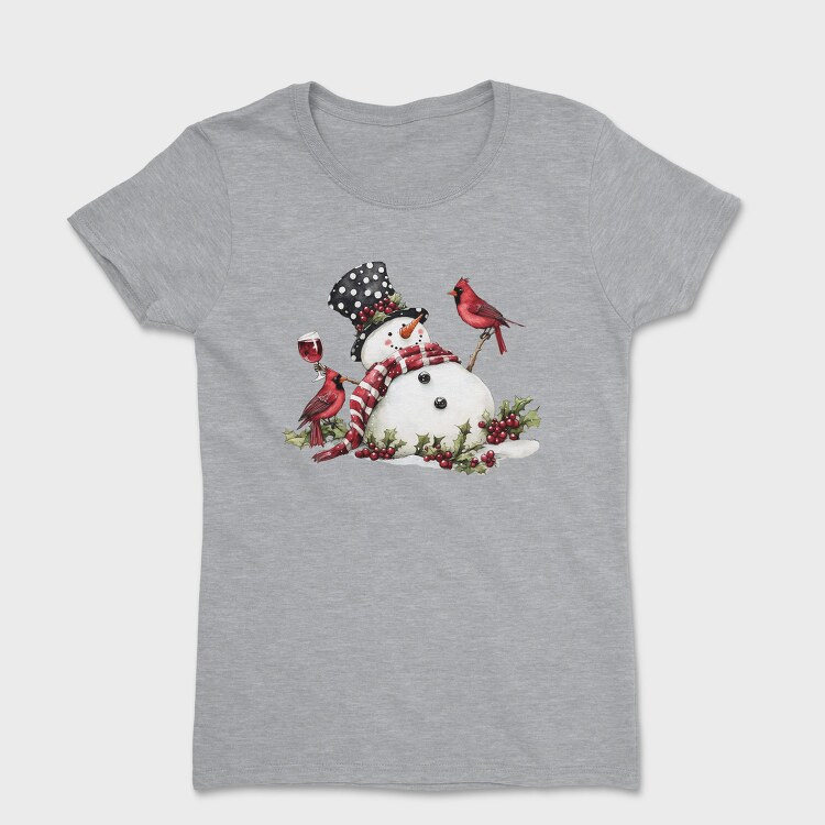 Snowman Christmas Wine, Tricou Femei