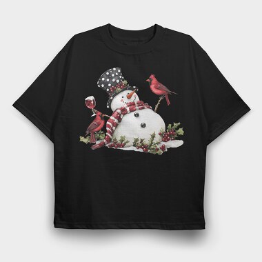 Snowman Christmas Wine, Tricou Oversize Barbati (Unisex)